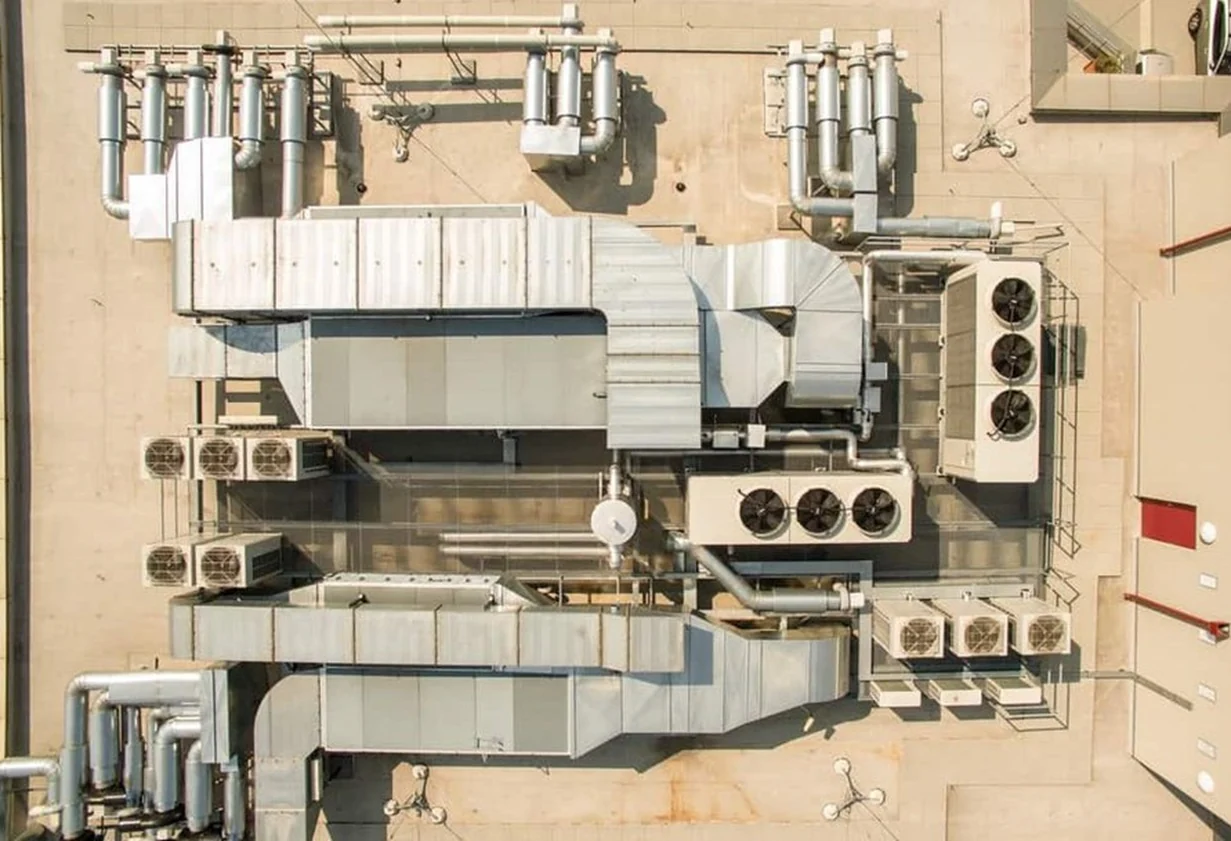 HVAC systems installed on a building rooftop